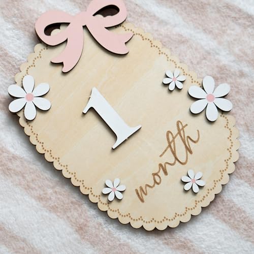 Baby Monthly Milestone Sign,1-12 Monthly Baby Milestone, Month Milestone Baby Girl, Baby Months Milestone, Newborn Photography Props Double-Sided (B13) by HONOCOOLS - Image 2