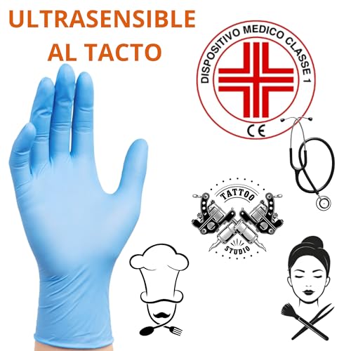 Miniatura 2 de S S Medical 100 Guantes De Nitrilo Desechables Resistentes Sin Polvo Dispositivo Médico Hipoalergénicos Sin Látex Médicos Chef, Esteticistas, Tatuadores, Uso Alimentario Varios Tamaños Azul, M