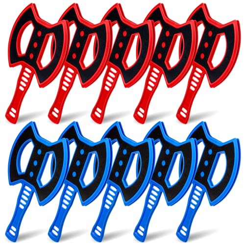 Soulchen 10 Pack Throwing Axe Set Throwing Game Replacement Axes for Backyard Indoor Outdoor Games, Plastic and EVA Foam, 5 Pcs Red and 5 Pcs Blue