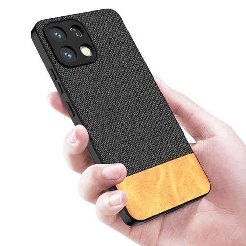 Image of Kapa Soft Fabric & Leather Hybrid Protective Back Cover for Oppo K13 5G | Shockproof Slim Hard Anti Slip Back Case (Black,Brown)