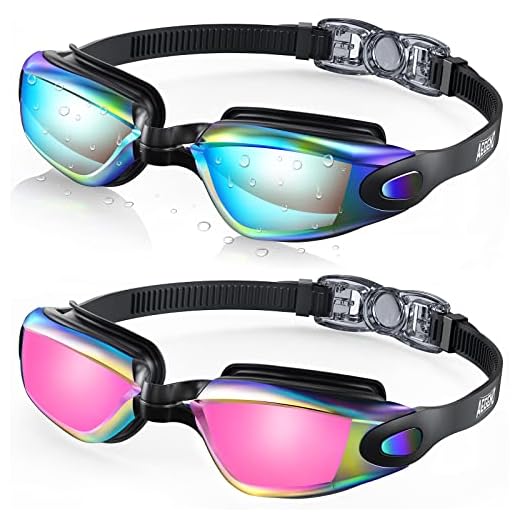 Aegend 2 Pack Swim Goggles, Swimming Goggles No Leaking Anti Fog UV Protection Crystal Clear Vision Triathlon Swim Goggles with Free Protection Case for Adult Men Women Youth Teens, 10 Choices