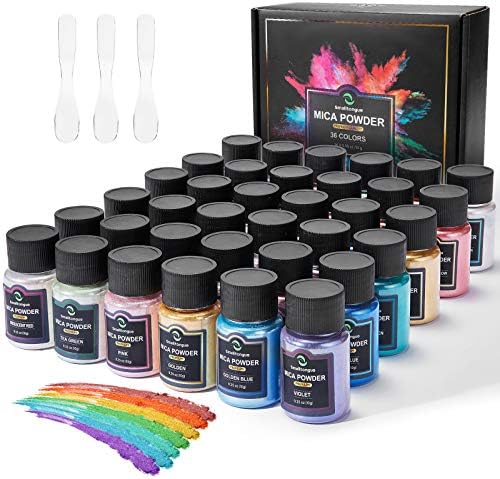 Smalltongue Mica Powder for Epoxy Resin, 36 Colors, 0.35 oz(10g) Bottles Mica Glitter Powder, Mica Pigment Powder for Lip Gloss, Soap Making, Bath Bomb, Art Crafts, Resin Dye, Nails