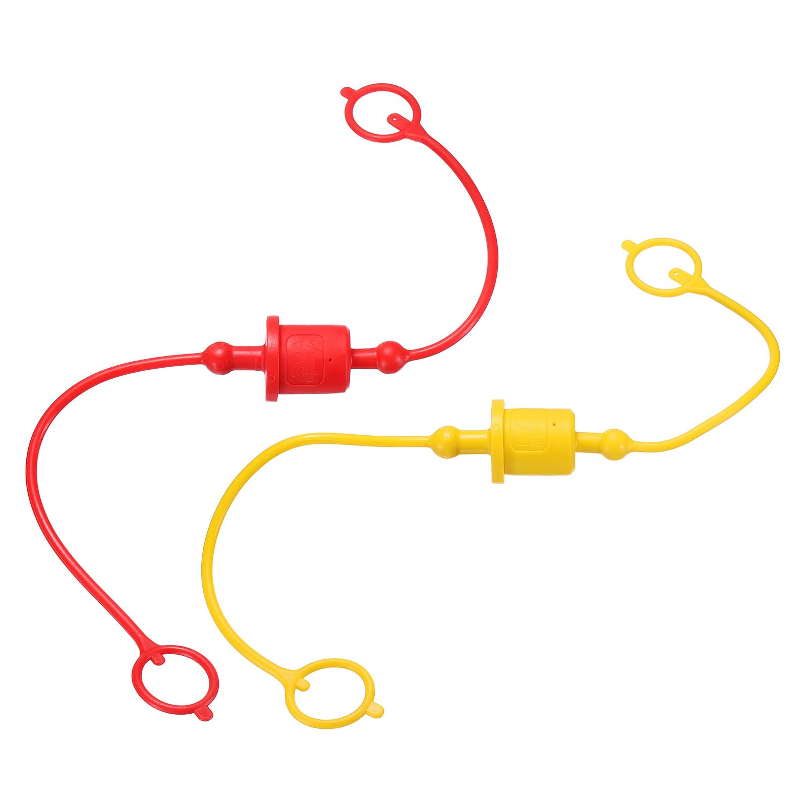HARFINGTON 2Sets 1/2 Hydraulic Hose Dust Cap and Plug Kit, ISO-A Male Dust Cap &amp; Female Plug Cover Quick Disconnects Air Coupler Cover Port Plug Fittings with Retention Ring, Red/Yellow