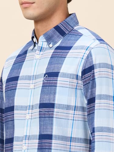 Image of Being Human Blue Regular Fit Regular Collar Men's Shirt Clothing