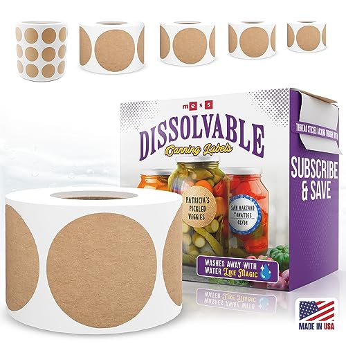 Mess Dissolvable Canning Labels For Jars – 200 Kraft Dissolvable Mason Jar Labels - Dissolvable Food Labels For Containers - Jam Homemade Canning Jar Labels Stickers - Removable Mason Jar Labels 1.5" #TOP7