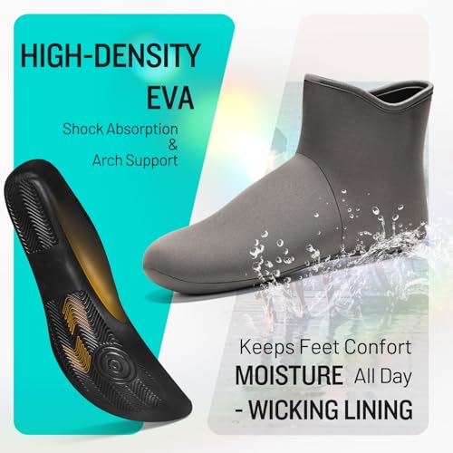 Image of Furuian Men's Deck Boots Fishing Boots Waterproof Rain Boots Ankle Booties Slip On Neoprene Rubber Footwear Chelsea Boots Men botas para hombre for Gardening Fishing Boating Camping Sailing