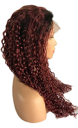 Dark Wine Ombre Full Lace Wigs Virgin Brazilian Human Hair Wigs for Black Women Two Tone T1b/99j (24inch)