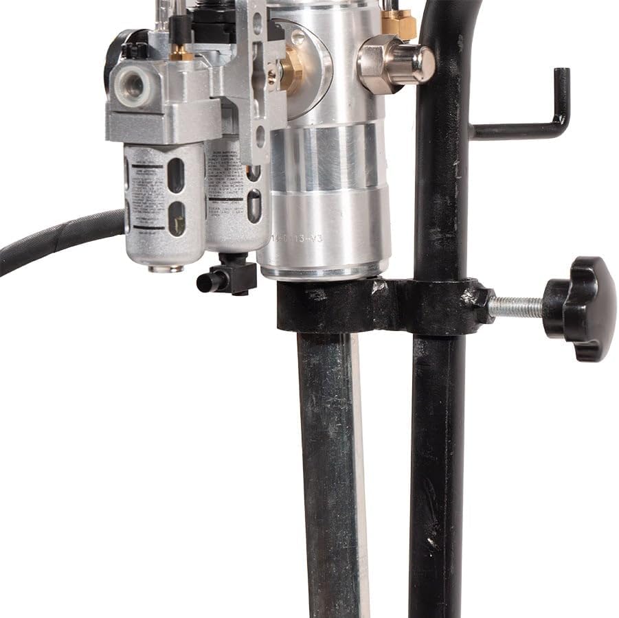 Mytee Products 50:1 Ratio Air Operated Grease Pump Kit for 5 Gallon Bucket / 35 lbs with Trolley Mounted - Grease Gun Filler with Drum Cover, Follower Plate, 7' Hose, Grease Valve & Z-Swivel
