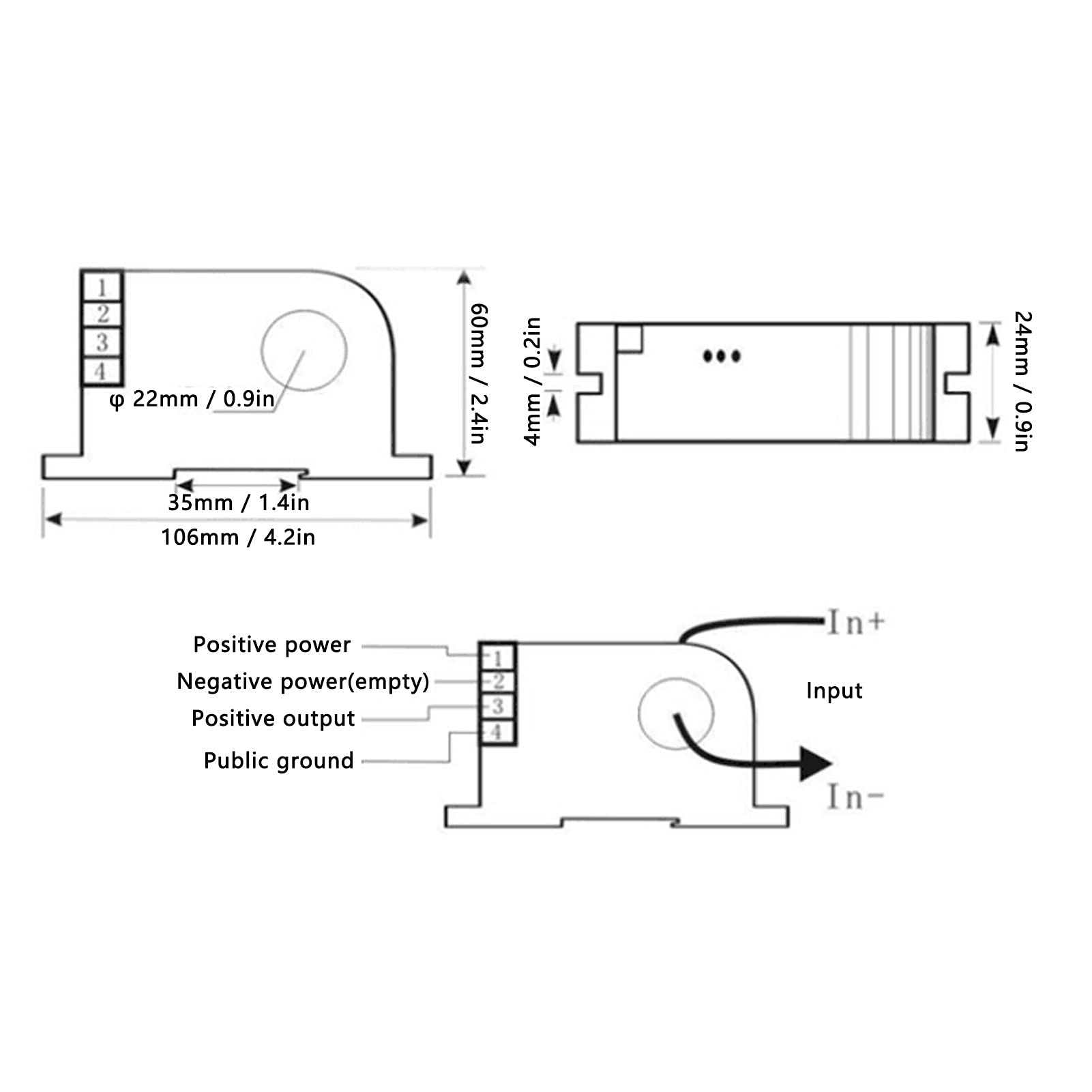 AC-Strom-Transmitter, DC 4‑20mA Output Power Distribution Control Stromwandler AC 0‑100A, für Klimaanlagen, Straßenlaternen, Stromnetzüberwachung