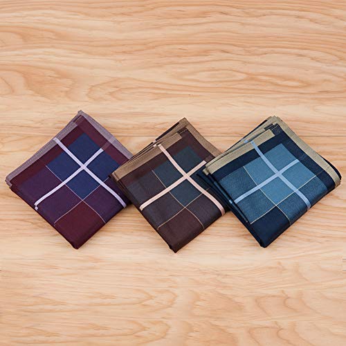 Houlife Men's 100% Cotton Hankerchieves Men Cotton Striped Checked Pattern Handkerchief With Assorted Color Vintage Hankie #TOP1