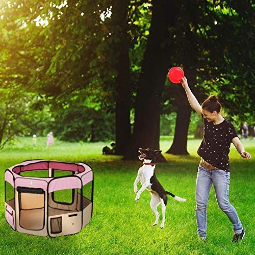 Zampa Portable Foldable Pet playpen Exercise Pen Kennel Carrying Case for Larges Dogs Small Puppies/Cats | Indoor/Outdoor Use | Water Resistant