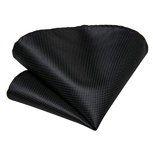 Image of DiBanGu Mens Solid Color Tie and Pocket Square Set Woven Silk Plain Necktie & Handkerchief for Men Wedding Party Formal
