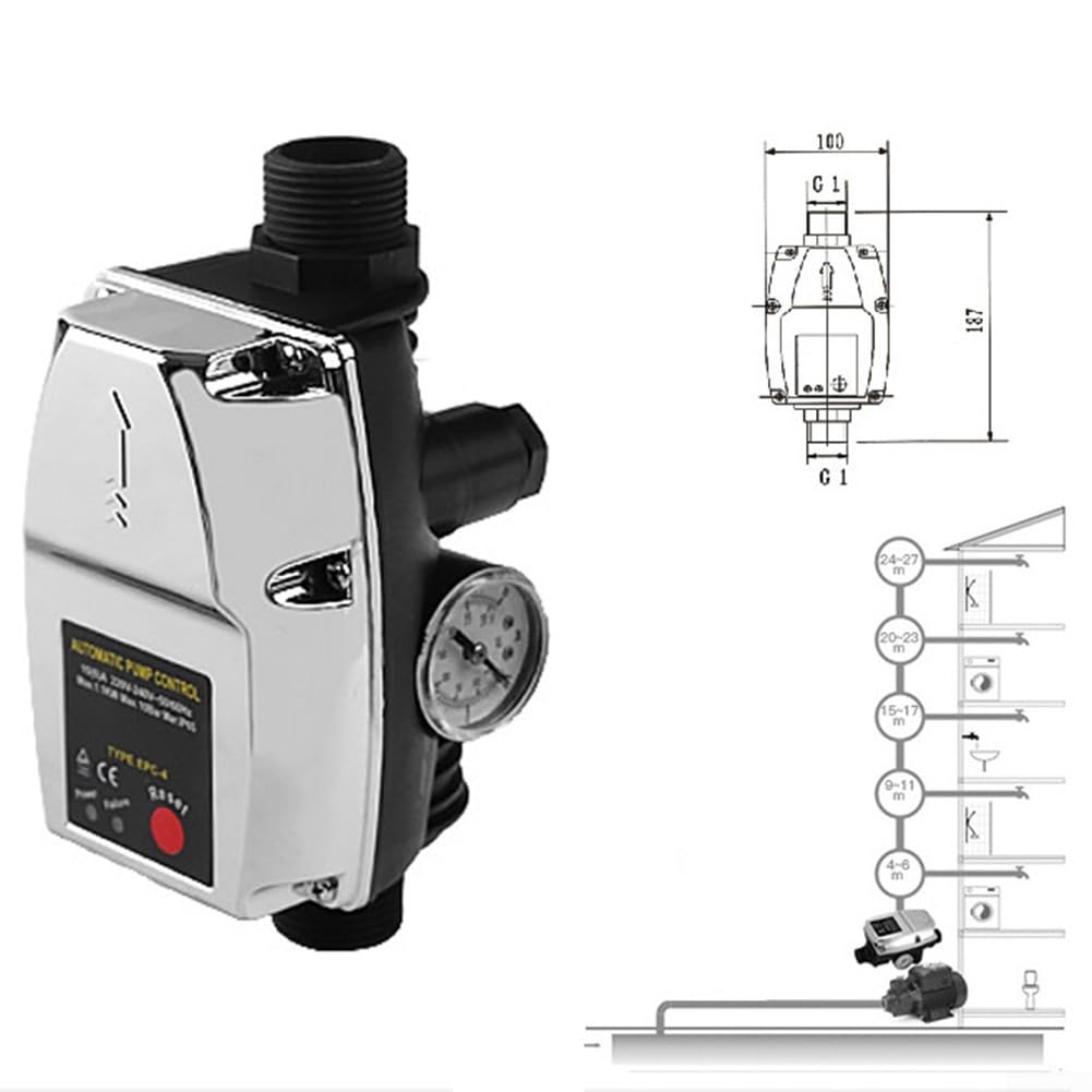 Pressostato digitale regolabile EPC4 max 10 bar per sistemi di gestione dell'acqua robusti in casa e giardino