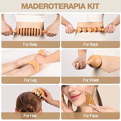 Ang Tiac Wood Therapy Massage Tools, Lymphatic Drainage Massager Maderoterapia Kit Body Sculpting Tools Wood Therapy Tools For Muscle Release,Anti-Cellulite,Body Sculpting And Contouring (7 In 1) #TOP5