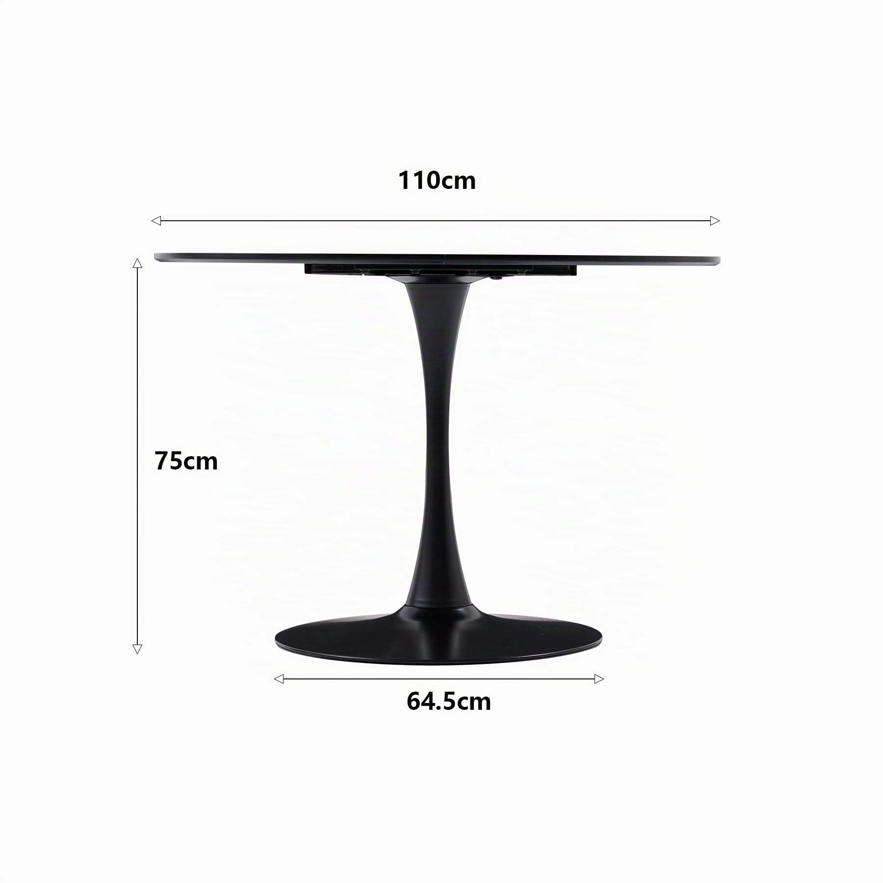 Mesa de Comedor Redonda Negra, Mesa de Comedor de Estilo Nórdico, Adecuada para Restaurantes, Oficinas, Salas de Estar, Dormitorios (110 * 75 CM)