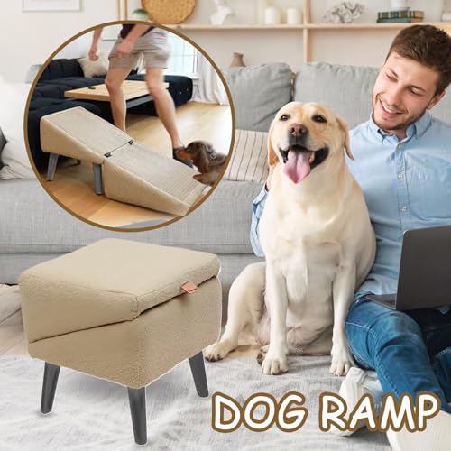 Rampa para perros de sofá en madera noble, escalones plegables de diseño elegante 3