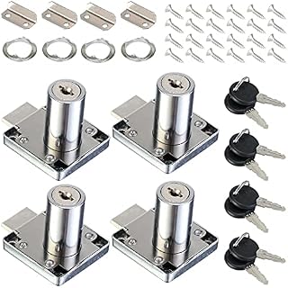 HSEAMALL 4PCS Cam Locks, 32mm Zinc Alloy Cabinet Lock,Security Cylinder Cupboard Drawer Lock for Household Office Furniture Door Mailbox Post (Keys not Alike)