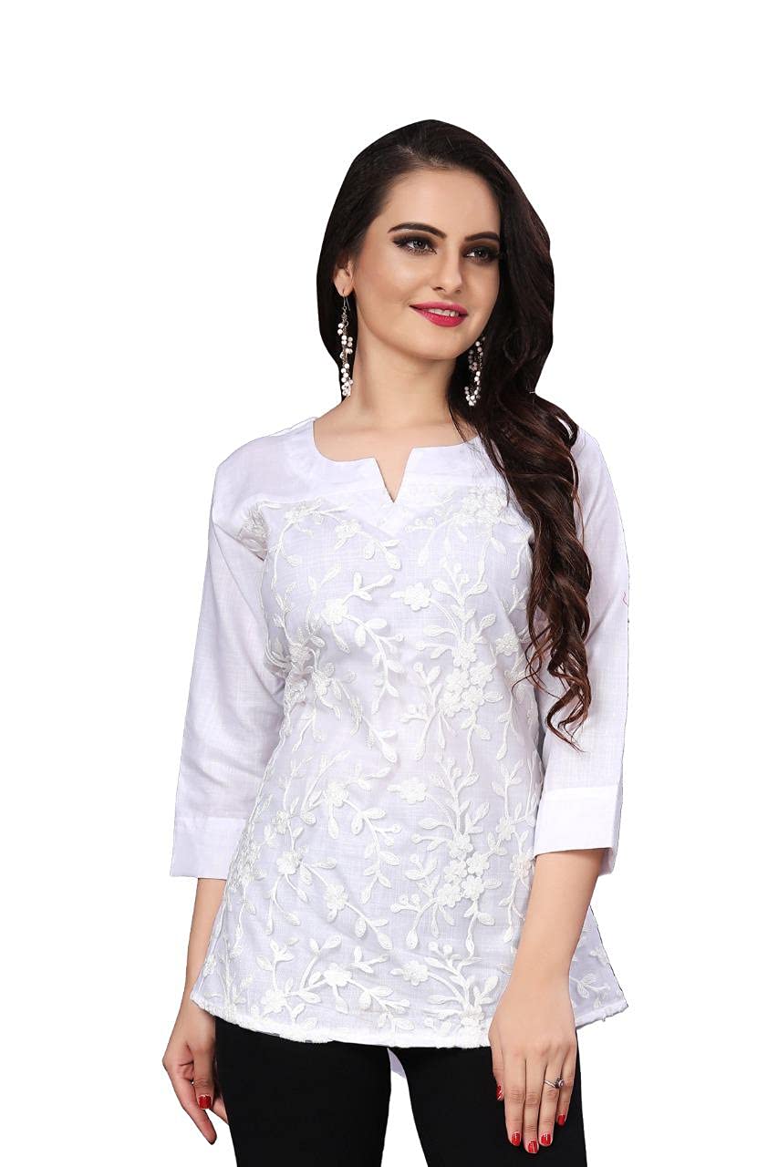 vastravilla enterprise Women Cotton Fancy Top (White)-picture-22