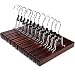 JS HANGER Skirt Hangers Non-Slip Wooden Collection Slack Hangers, Cherry Finish, 12-Pack
