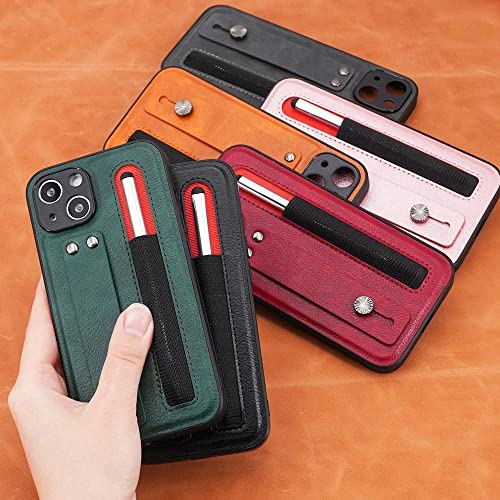 Coque iPhone 13 Pro mince anti-chute robuste verte avec dragonne givrée ajustée de protection - 7