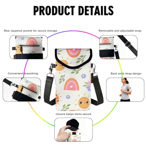 Image of Neoprene Phone Sleeve Pouch Case Bag for Men Women w /Crossbody Strap /Neck Lanyard for iPhone 17 /16 /15 /14 Pro Max, Samsung S25，Pixel 10