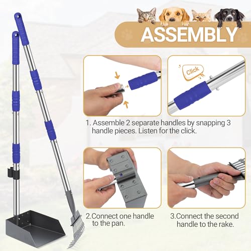 image for Heeyoo Dog Pooper Scooper, Dog Poop Tray and Rake Set, Pet Waste Remov
