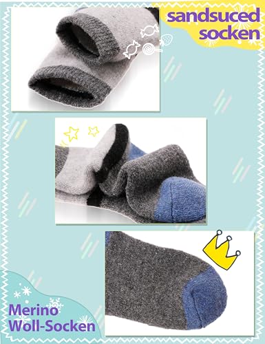 Sandsuced Kinder Merino-Wollsocken: 6 Paar Warme Wintersocken (8-12 Jahre) – Bild 3
