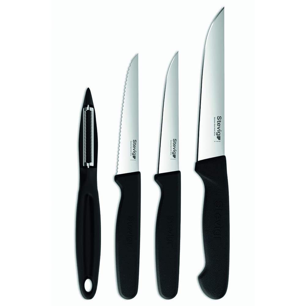 Stevig Cut 4 Fresh Sebze Soyacak ve Bıçak Seti 4 Parça Siyah ST-401