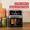 Tefal Easy Fry Silence Heißluftfritteuse, 7 L Fassungsvermögen, Silent-Technologie, Smart Assist System, bis zu 8 Portionen, abnehmbare Front mit Sichtfenster, Schwarz, EY876DE0