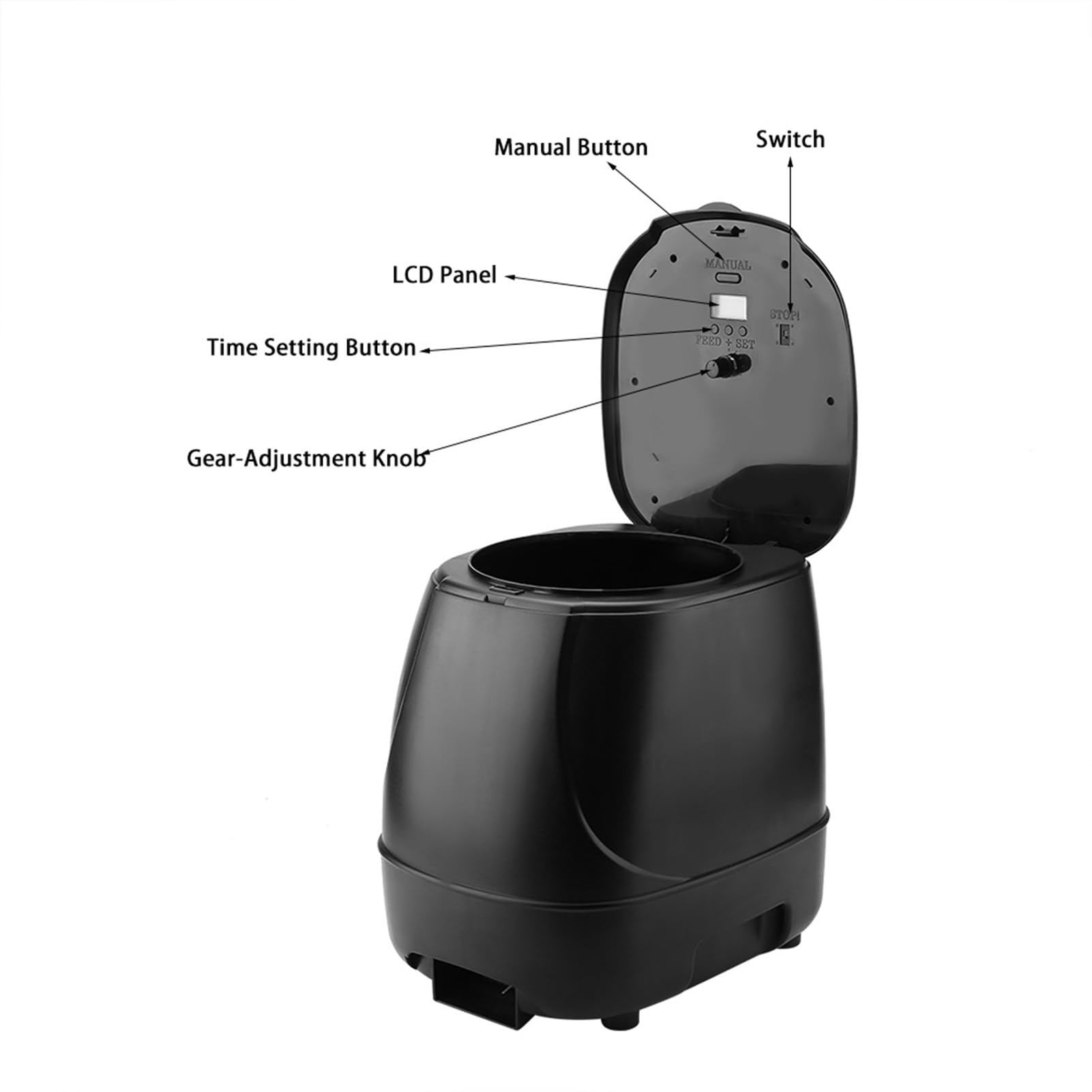 Naroote Mangiatoia Automatica per Pesci da Esterno, Timer da 10 Litri di Grande Capacità per Pesci da Laghetto e Acquario, Dispenser di Alimentazione Multi-Gear Intelligente