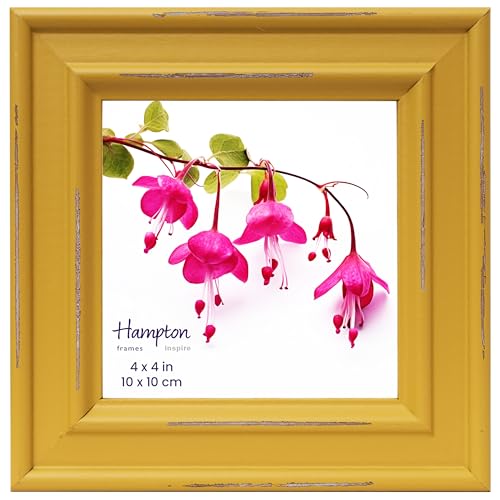 inspire by Hampton Frames | PALOMA Square Photo Frame | 4x4 Inch (10x10cm), Mustard Yellow, Glass | Modern Design, Tabletop or Wall Mount | Display Memories, Home Décor