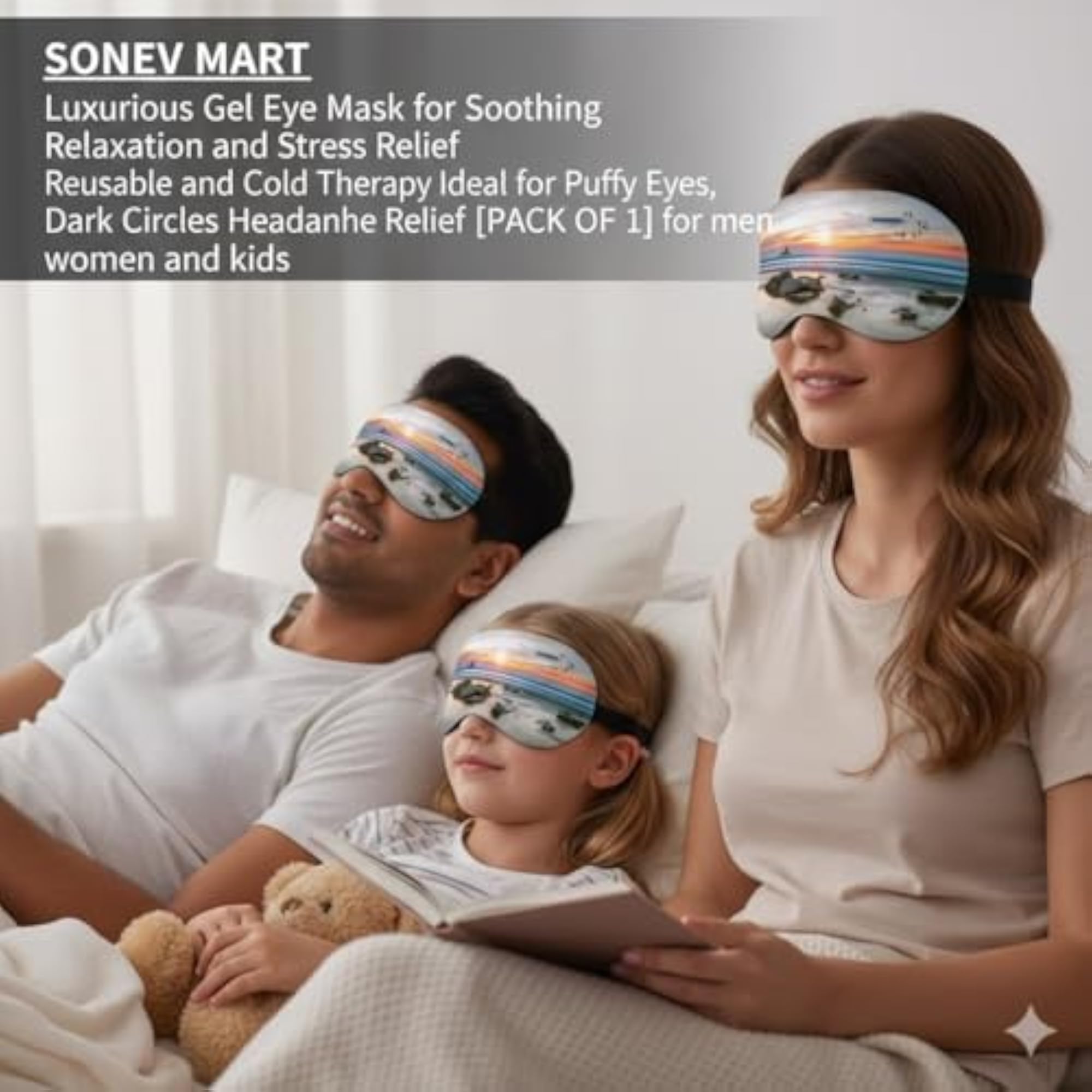 Reusable Ice Pack Eye Mask for Dark Circles & Tired Eyes, Cooling Gel Compress