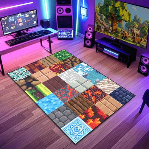 Cool Game Rug for Teen Boys Room Funny Gamer Rug for Boys Bedroom Gaming Carpet Kids Play Mat for Living Room Playroom Game Decoration Floor Mats 25x4