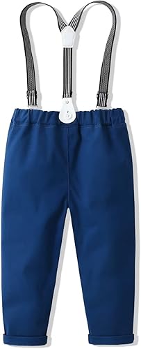 Miniatura 3 de Tiepant Conjunto de traje de caballero para niños pequeños camisa de manga larga  pantalones de tirantes  corbatín para niños