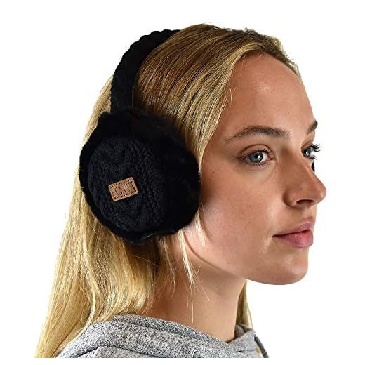 C.C Soft Winter Warm Adjustable Headband Ear Warmer Earmuffs, Black