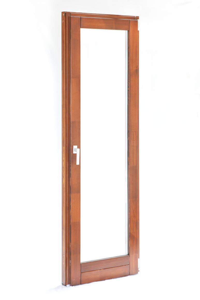 Porta Finestra 1 Anta In Legno con Anta Ribalta - Verniciato in 6 colori a scelta - Vetrocamera bassoemissivo e antifortunio - 4 Misure a scelta (870x2355 (Sinistra), T16 Noce Bruno)