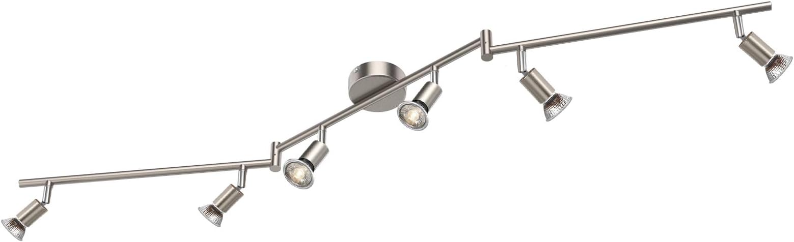 Uchrolls LED Ceiling Light rotatable,6 Way Modern Ceiling Spotlight for Kitchen, Living Room and Bedroom, Complete with 6X 5W GU10 LED Light Bulbs (450LM, Warm White)