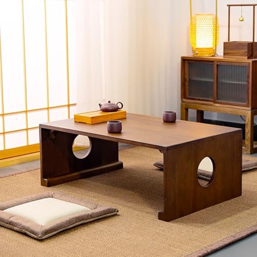 Table basse japonaise bois pliante compacte pour salon de thé zen