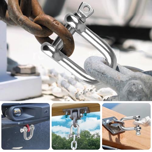 Riisoyu 10 Stück Schäkel Edelstahl, M6 Schäkel 304 Edelstahl D Ring Schäkel D Form Gerade kurze Form Schäkel sperren Schäkel für Takelage Stahlseil Kordeln Ketten Schäkel Ketten Schäkel