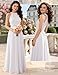 Wedtrend Halter Floral Lace Long Chiffon Wedding Bridesmaid Dress Cocktail Party Gown WT0201White2XL