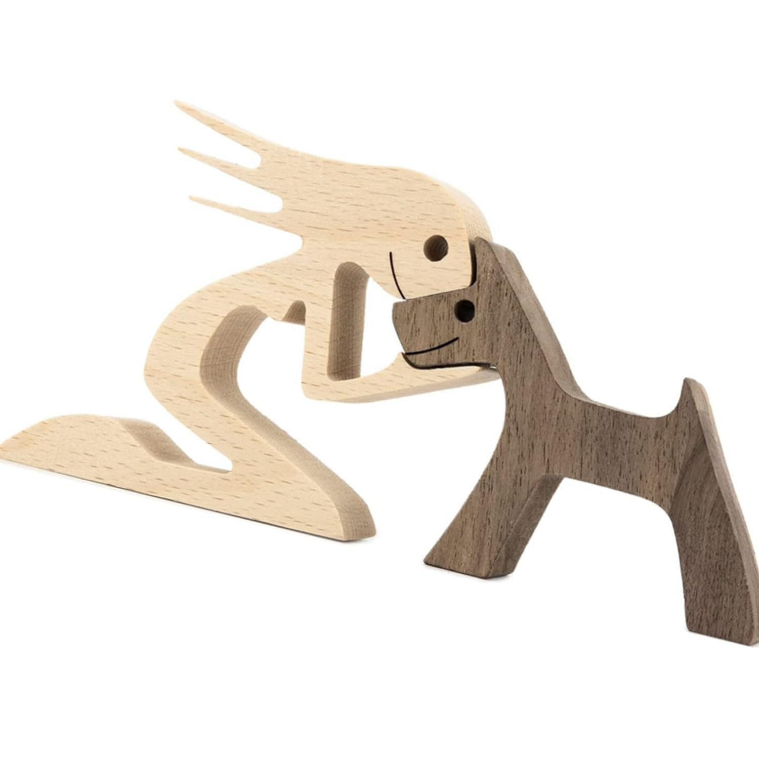 ZHjuju Figuras de Madera Escultura Ornamentos, Tallados en Madera para Cachorros Adornos de Escultura de Madera Adornos de Talla de Madera para Cachorros de Familia Decoración del Hogar