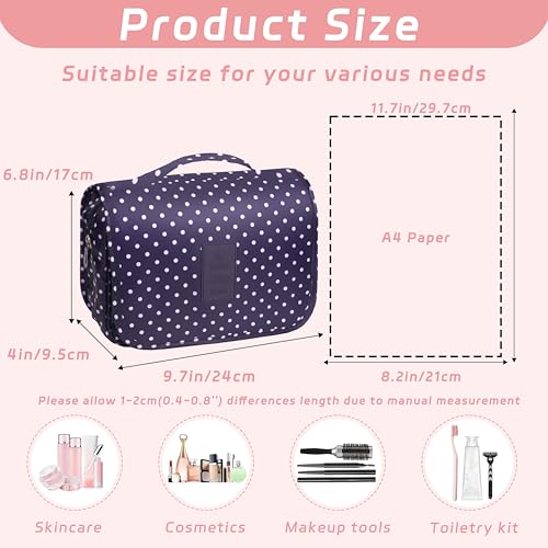Image of Toiletry Bag Travel Bag with Hanging Hook for Women and Men,Navy Dot | Waterproof Small Capacity Hanging Multifunctional Makeup Bag for Toiletries, Portable Cosmetic Bag Travel Organizer