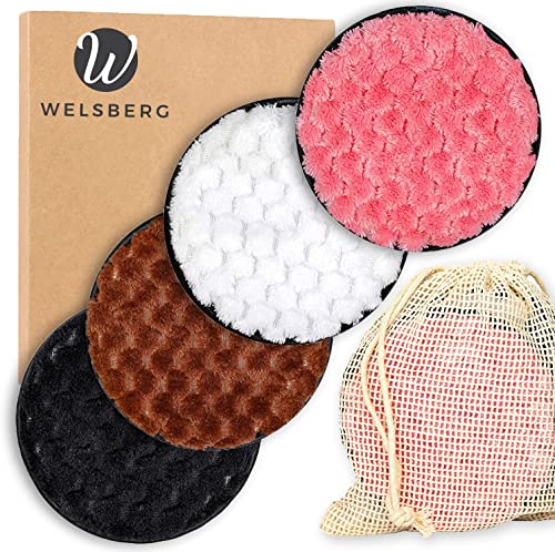 Welsberg 4x Almohadillas Desmaquillantes Reutilizables, Toallitas Faciales Lavables a Máquina,...