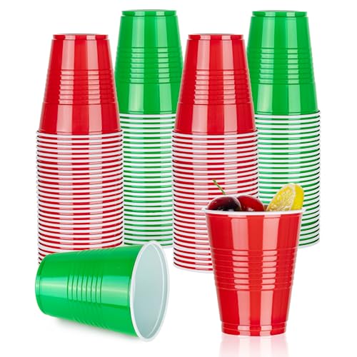 WELLIFE 50 Pack Christmas Plastic Party Cups - 12 oz Disposable Water Cups for New Year Party Supplies Christmas Cookie Exchanges Santa Events (Seasonal Exclusive)