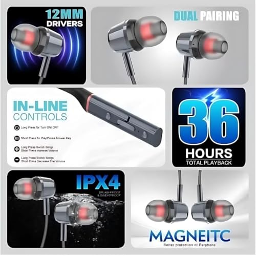 Image of Play Switch Pro Sportz Neckband with Mic, Rich Music Experience, 62H Play, 365H Standby, Dual Equalizer Boost Sound, BTv5.2, IPX3 Compatible with Android & iOS SD Card Slot Availabl(Silver)