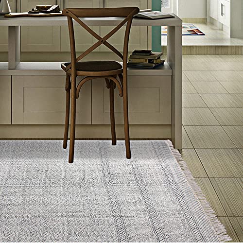 Tapis de yoga en coton gris géométrique 150x150cm style bohème chic - 3