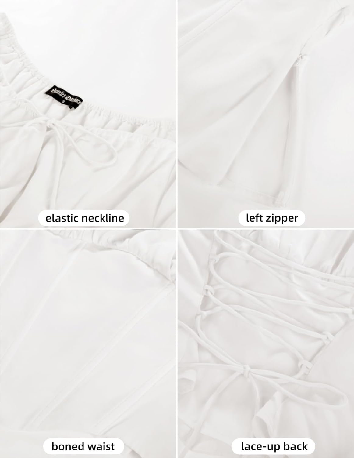 SCARLET DARKNESS Corset Tops for Women Elastic Neckline Renaissance Shirt Peasant Blouse - Image 5