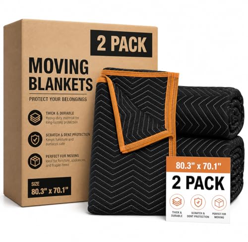 HELAOGUI Moving Blankets 80 * 72 Inches Black 2-Pack