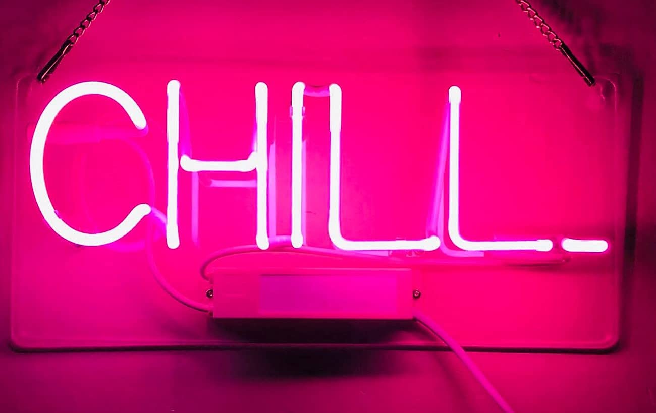 Chill.. Letrero de neón acrílico para decoración de ventanas de bar y pub hecho a mano, luz de neón de PVC, 35,5 x 43,1 cm