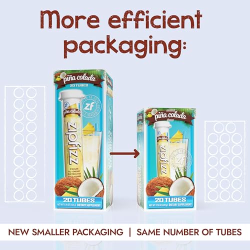 Image of Zipfizz Daily Energy Drink Powder, Pina Colada, 20 Pack | 3-in-1 Sustained Energy, Rapid Hydration, and Essential Vitamins | Sugar-Free | Electrolyte Powder | Contains Vitamin B-12 & Antioxidants